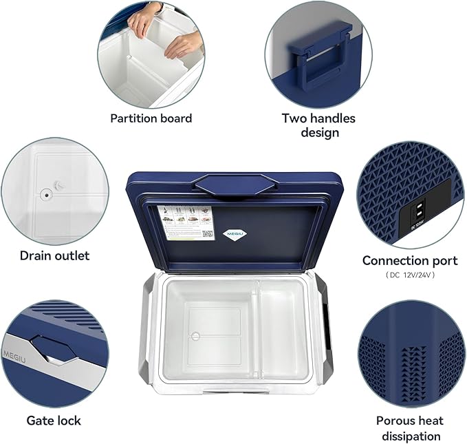 Car Fridge Portable 12V Refrigerator 32 Quart 12 Volt Freezer Compressor Cooler 12V/24V DC 110~240 V AC for Truck Van RV Camper SUV and Home Use