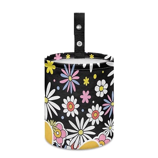 Cute Hippie Flower Car Trash Can - Multi-Purpose, Waterproof, Leak-Resistant, Easy to Clean, Car Interior Decoration