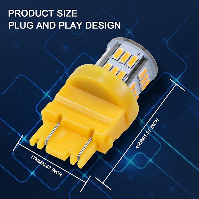 10 Packs LED Light Bulbs Super Bright 3157 3156 3057 4057 4157 for Cars 12V Non-Polarity 39-SMD LED Chipsets with Projector for Turn Signal Lights Taillights Replacement(Amber)