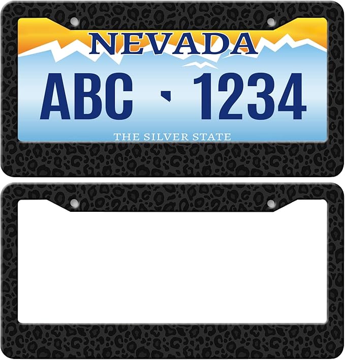 MIOAOSRT Animal Leopard Print Dark License Plate Frame Dark Leopard License Plate Cover Car Tag Holder Metal License Plate Frame Fits Standard U.S.Vehicles 12x6 Inch