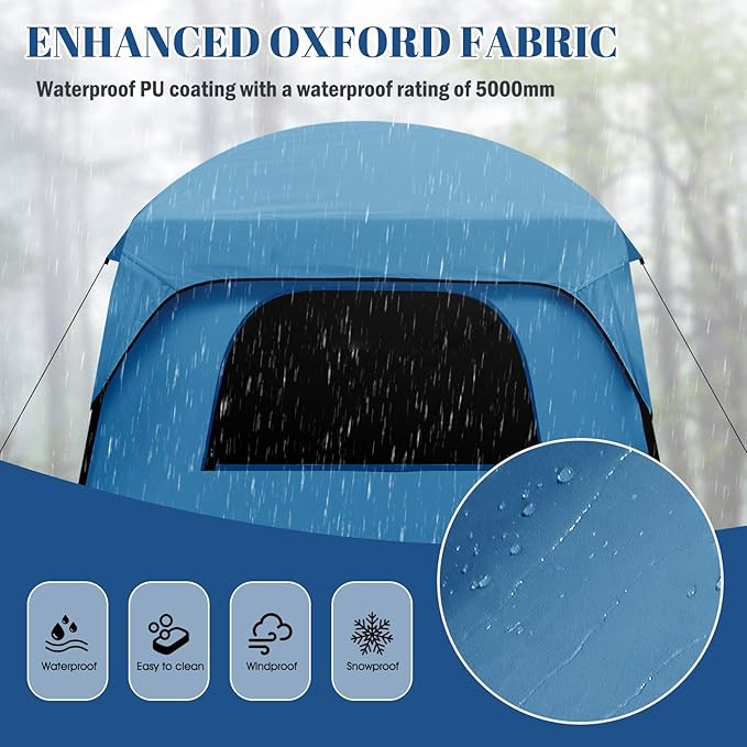 SUV Tent, Dual Mode (Party & Privacy), Heavy-Duty Oxford Fabric, Sturdy Metal Frame, Quick Connect Setup for SUV/Jeep/Truck with Cap, All-Season Waterproof Camping Shelter