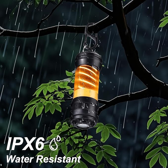 Portable Camping Light USB Rechargeable Battery 5 Light Modes IPX6 Waterproof Tent Light Tripod Camping Light LED Flashlight Suitable for Power Outages, Emergencies, Hurricanes, Hiking, CampingPicnics