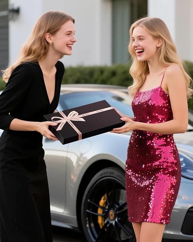 AUJEN Bling License Plate Frame for Women, Stainless Steel Cute Car Accessories, Lasting Sparkly License Plate Holder with Diamond Rhinestone Crystals, 2 Pack Gift Box Set, Pink & Black, 12.2" x 6.2"