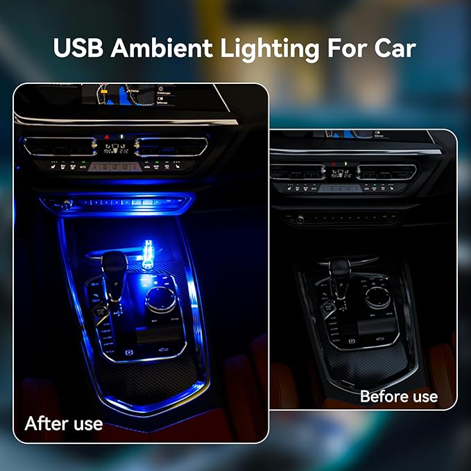 4 PCS USB Night Light Bulb, Portable Plug-in Retro Car Interior Ambient Lights, Mini Touch Dimmable Glass Bottle LED Bulb for Vehicle, Bedroom, Hallway, Camping, Holiday(2Red&2Blue)