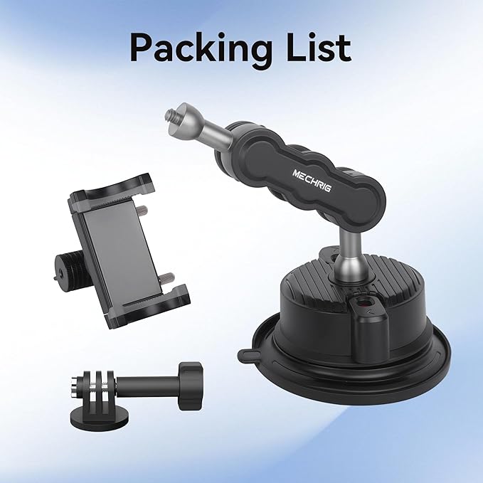Suction Cup Car Phone Mount, 360°Rotating Car Phone Holder Video Recording, Universal Ball Head Arm for Cellphone Car Holder, Heavy Duty Car Phone Mount for Dashboard, Windshield-SJ001 (Standard01)