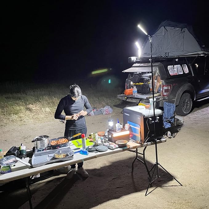 CONPEX Corded Led Camping Lights 23000 Lumens Telescoping Camping Light Tripod, Night Fishing Lights for Bank Portable Outdoor Light with Stand Led Work Light Camp Light Telescopic 12V Light Campsite
