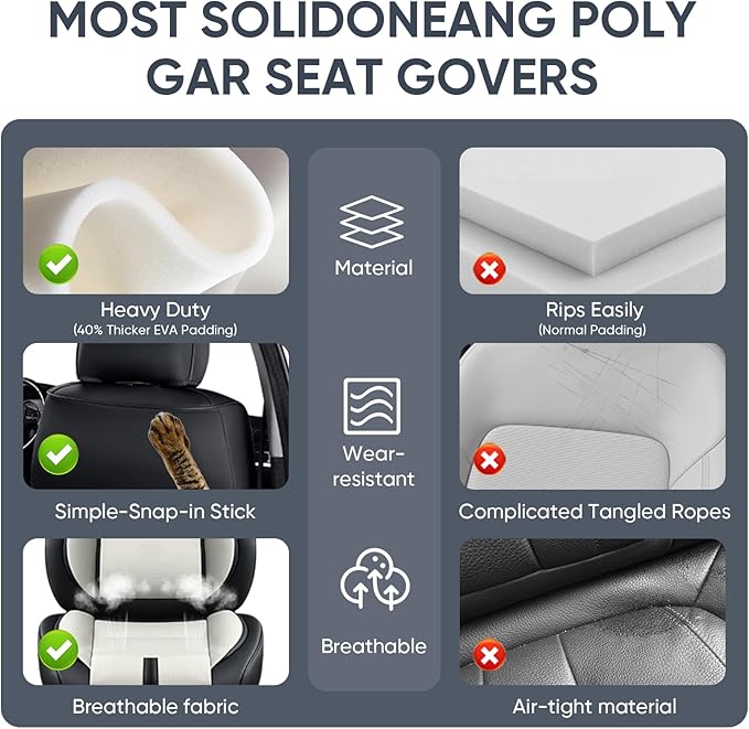 Auto Car Seat Covers Accessories Front Seat Leather Cushion Protector Breathable Waterproof Seat Cover for Cars Universal Fit (Black&White, Front Pair)