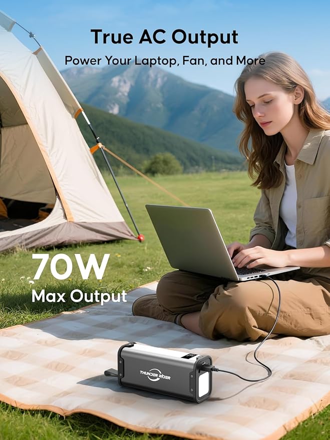 Portable Power Station 99Wh/27000mAh Camping Lithium Battery Large Power Bank with AC Outlet 70W for Home Backup Outdoor Emergency RV Van Hunting