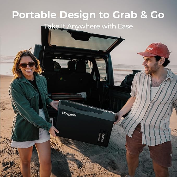 BougeRV 12 Volt Refrigerator, CRPRO 21 Quart 12V Car Fridge, Portable Freezer (-8℉~50℉), Compressor Electric Cooler with 12V/24 DC, 110-240 AC for Outdoor Camping Overlanding Truck RV SUV Van