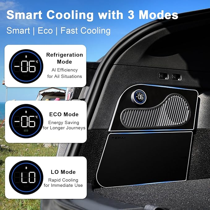 Car Refrigerator for Tesla Model Y 21-24, Model Y Junpier 2025+ 16L Capacity Trunk Car Fridge, -6°C Cooling, Portable Freezer Cooler for Camping, Outdoor Driving