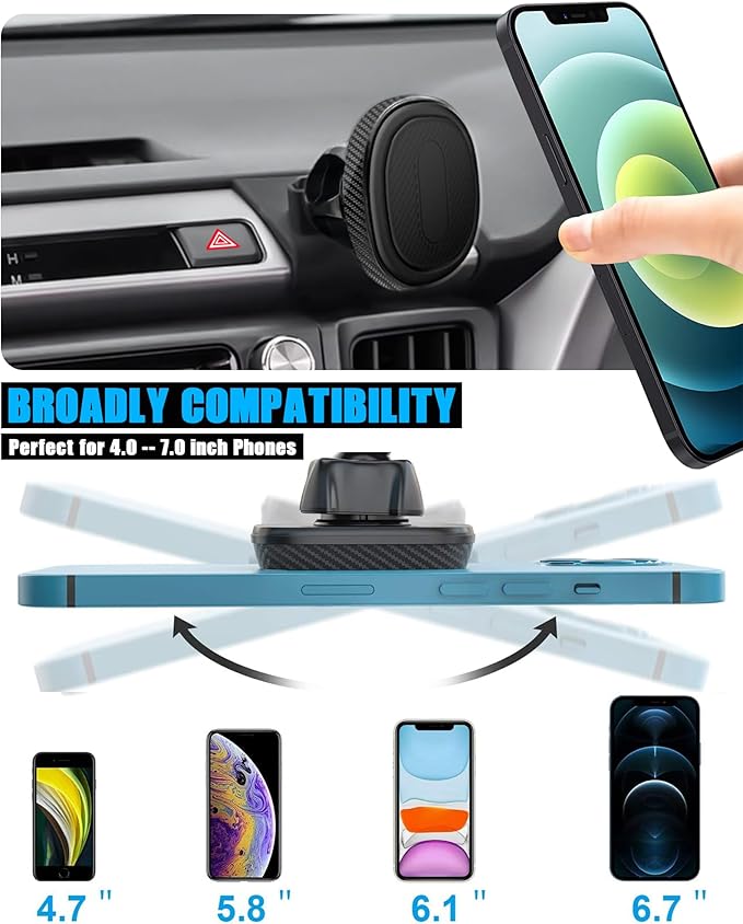 Car Phone Holder, Air Vent Hands Free Adjustable Phone Stand, Auto Cradles Dashboard Mount for Toyota RAV4 2013-2018, Custom Magnetic Navigation Bracket for All Smartphone, for iPhone