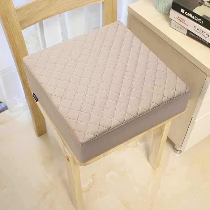 16x16x5 Medium-Soft Memory Foam Seat Cushion for Home, Office, Car, Wheelchair – Plush Comfort & Joint Pain Relief – Washable Velvety Cover with Waterproof Layer & Non-Slip Base – Beige
