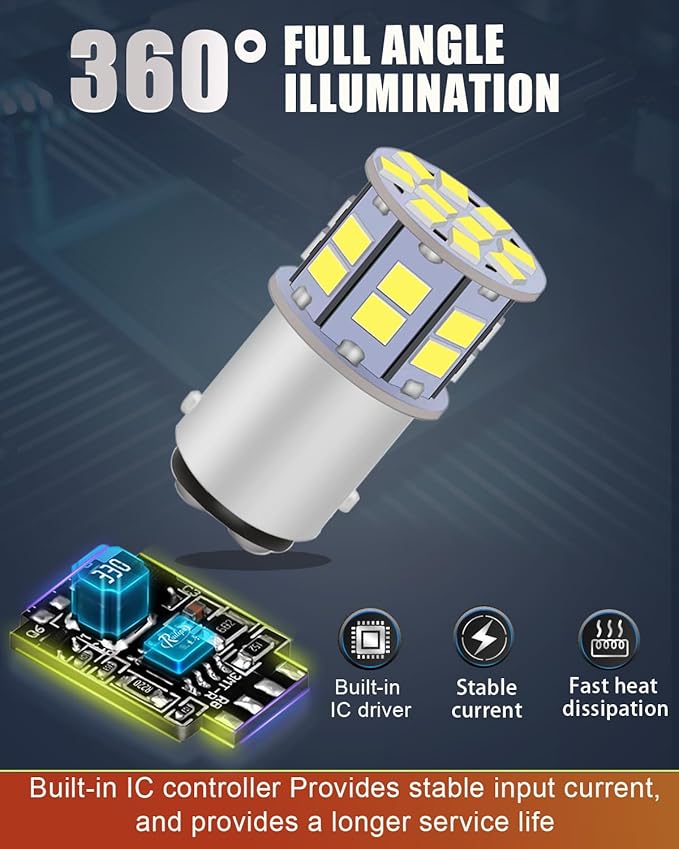 1157 LED Bulb White, Super Bright 2057 2357 7528 BAY15D LED Bulbs for Backup Reverse Lights, Brake Tail Lights, Parking Daytime Running Lights (Pack of 4)