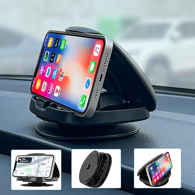 Phone Mount for Car, 360° Rotatable Dashboard Horizontal & Vertical Viewing Cell Phone Holder, Washable Reusable Car Phone Mount,for Mobile Phones
