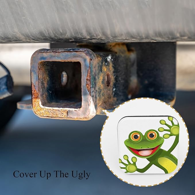 Frog 2 Inch Hitch Cover Happy Green Frogs Smile Watching Merry Greater Eye Tow Receiver Tube Plug Cap Curt Tail Receiver Tub Cover Towing Hitch Accessories Universal for Cars Trucks