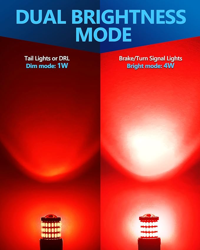 Yorkim Bright 1157 LED Bulbs Red, 1157 Brake Light Bulb, 9-30V 1157 2057 2357 7528 BAY15D LED Bulb with Projector Replacement for Back Up Reverse Lights or Tail Lights - Red