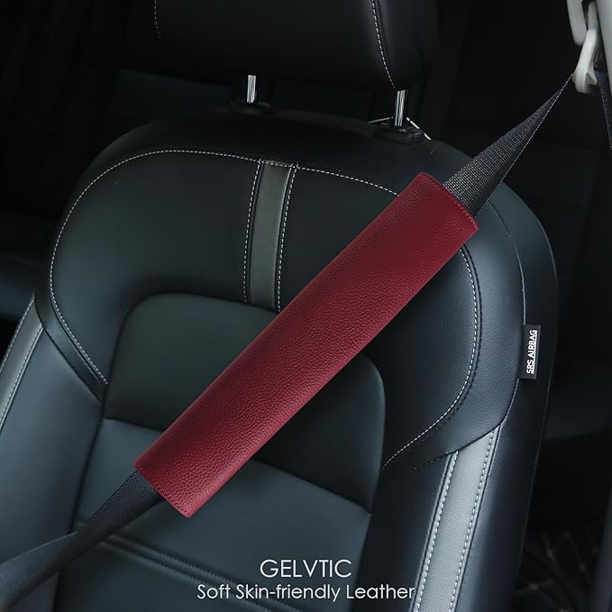 Car Seat Belt Covers for Adults Soft Leather Seatbelt Shoulder Pad Neck Cushion Protector Comfortable Driving Car Accessories Truck SUV Airplane Backpack (SC01Beige-12.4in-1Pack)