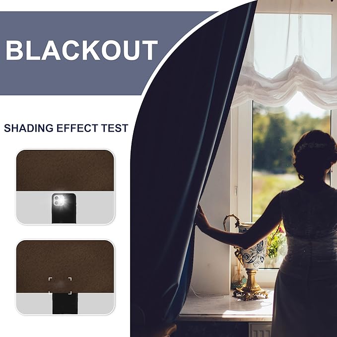 JIUZHEN Blackout Curtains for Bedroom - Thermal Insulated Room Darkening Noise Reducing, 70 x 84 Inch Length Curtains for Living Room, Set of 2 Panels with Tiebacks, Brown