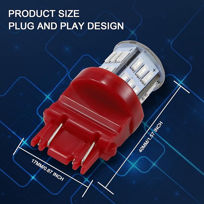 10 Packs LED Light Bulbs Super Bright 3157 3156 3057 4057 4157 for Cars 12V Non-Polarity 39-SMD LED Chipsets with Projector for Turn Signal Lights Taillights Replacement(Red)