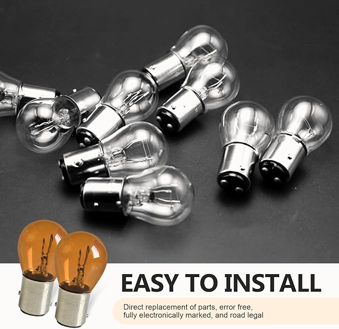 10PCS 1157 Light Bulb, Double Tail High and Low Brake Light Bulb, P21/5W S25 2057 2357 7528 BAY15D Bulbs, Universal Halogen Turn Signal Parking Lights (Amber)