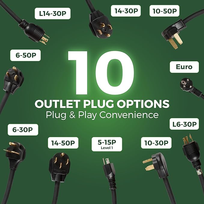 PRIMECOM Level 2 EV Charger 220/240V, 16A, 30ft & 50ft, Portable EVSE Electric Vehicle Charging Cable Compatible with Bolt Volt Leaf BMW i3 Fiat 500e Clarity NIRO Prius (50 Feet, 14-30P)
