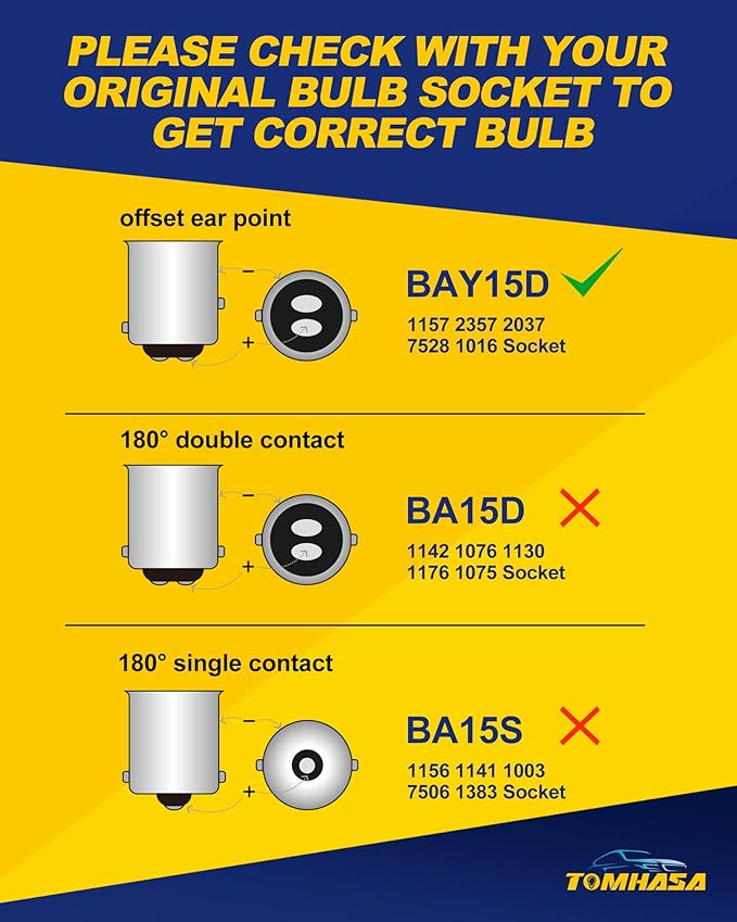 1157 LED Bulbs Reverse Light 6000K White BAY15D 7528 2057 2357 LED Replacement Bulbs for Backup Reverse Lights Turn Signal Lights Brake Blinker Lights Tail Lights DRL Pack of 2