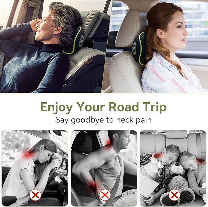 Really Chic Car Headrest Pillow, Car Pillow for Driving with Adjustable Strap, 100% Memory Foam Neck Pillow, Ergonomic Design - 2 Pack Car Neck Pillow(Includes 2 Eye Masks, Yellow Side Rope)