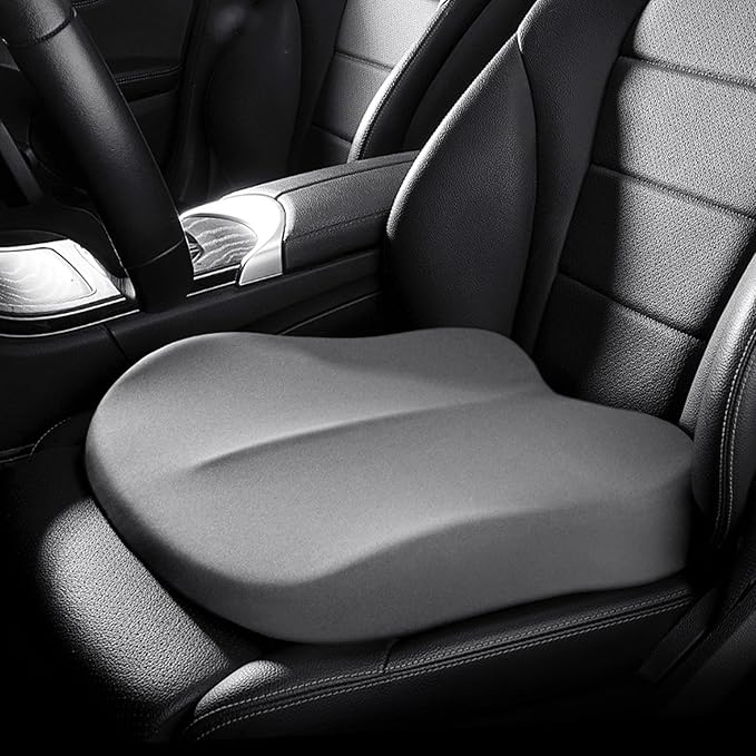 Car Seat Cushion for Adult, Car Booster Seat Pad for Short Drivers with Memory Foam, The Field of View by 3.9inch,Car Pillow for Driving Seat for Truck Office Chair Wheelchair (Gray)