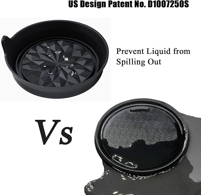 Amooca Car Cup Coaster Universal Automotive Waterproof Non-Slip Cup Holders Sift-Proof Spill Holder Car Interior Accessories 4 Pack Black Flower