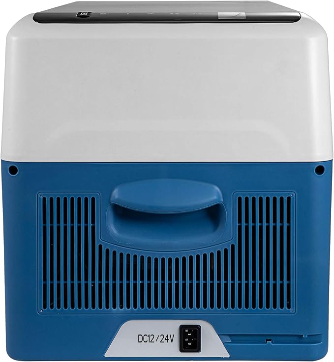 VEVOR Portable 23 Quart(22 Liter) 12 Volt App Control(-4℉~68℉), Car Refrigerator Electric Compressor Cooler with 12/24v DC & 110-240v AC for Camping, Travel, Fishing, Outdoor, White+Blue