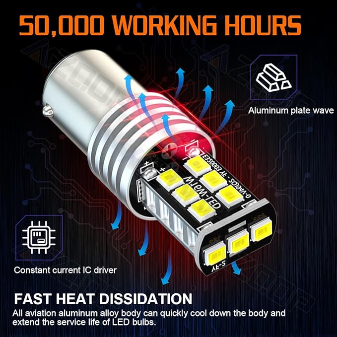 1157 LED Daytime Running Bulbs Compatible with Jeep Renegade 2015 2016 2017 2018 2019 2020, 500% Brightness, 2057 2357 7528 BAY15D DRL/Parking Lights, 6000K White, Plug and Play, 2PCS