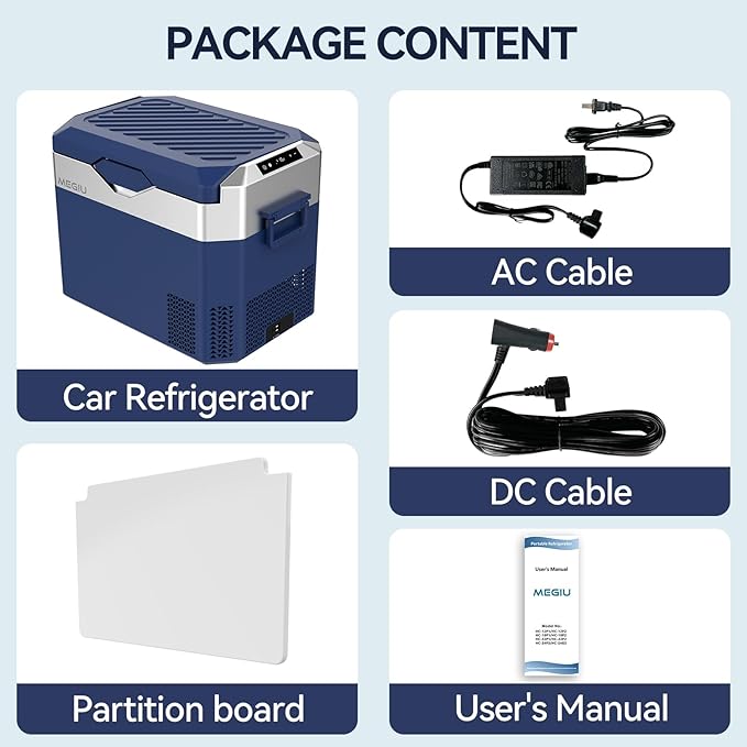 Car Fridge Portable 12V Refrigerator 32 Quart 12 Volt Freezer Compressor Cooler 12V/24V DC 110~240 V AC for Truck Van RV Camper SUV and Home Use