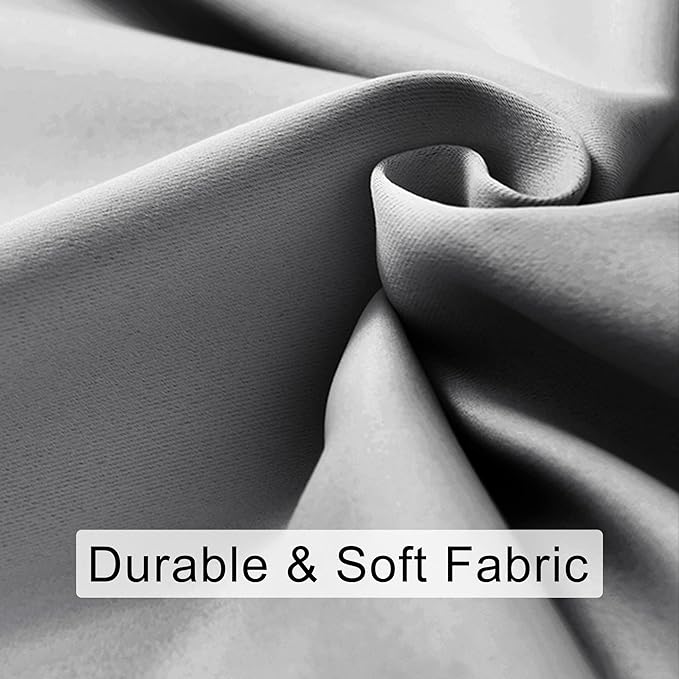 JIUZHEN Blackout Curtains for Bedroom - 60 Inch Extra Wide Thermal Insulated Room Darkening Privacy Soundproof Curtains for Living Room, Set of 2 Panels with Tiebacks, 60 x 63 inches, Silver Grey