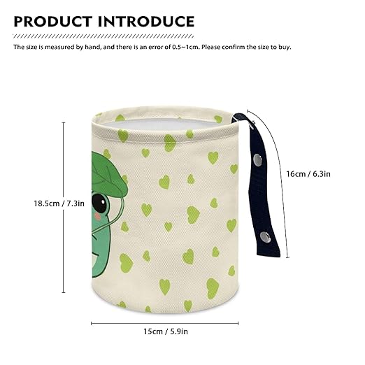 Cute Frog with Green Heart Collapsible Accessories Trash Can Car Trash Bin Car Trash Can Bags Universal Garbage Bin Decoration Car Interior for Car SUV Trucks