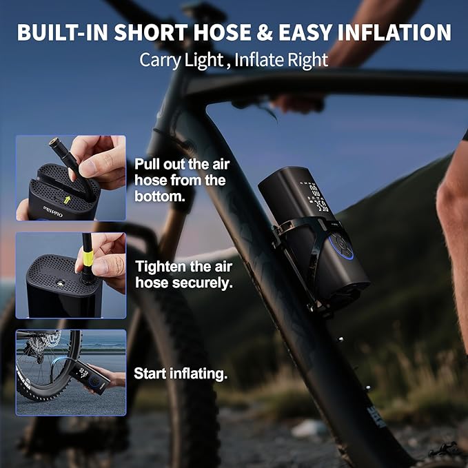 OlarHike Tire Inflator Portable Air Compressor, Smart Dual Hose System, 160PSI Auto Air Pump for Car Tires, Bike,Bicycle, Motorcycles,Electric Pump with LED Light & Digital Pressure Gauge