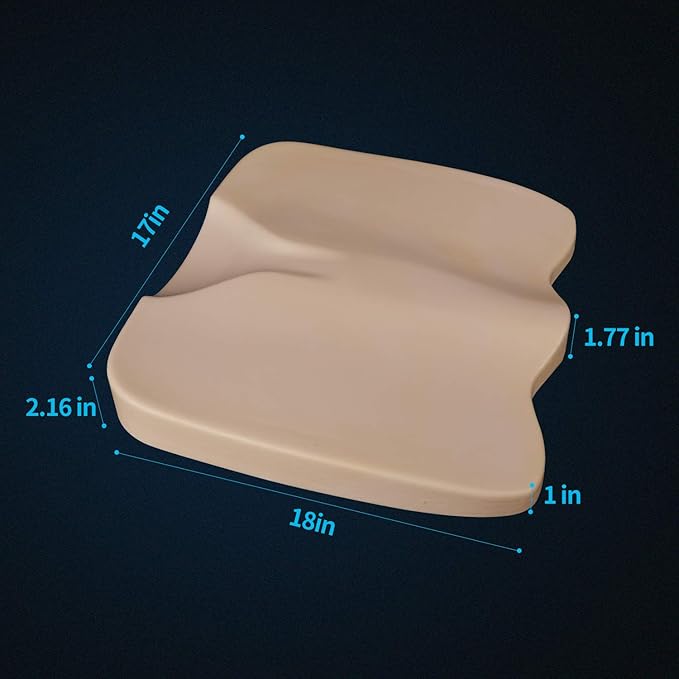 Car Seat Cushion - Comfort Memory Foam Seat Cushion for Car Seat Driver, Tailbone (Coccyx) Pain Relief Pad, Car Seat Cushions for Driving, Office Chair Cushion (Black)