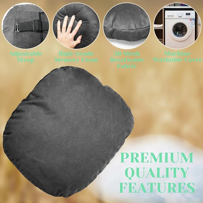 1 Pack Universal Car Headrest & Neck Support Pillow Soft Auto Seat Headrest Neck Rest Cushion for Driving with Adjustable Strap, Memory Cotton and Removable Cover, Ergonomic Design Black