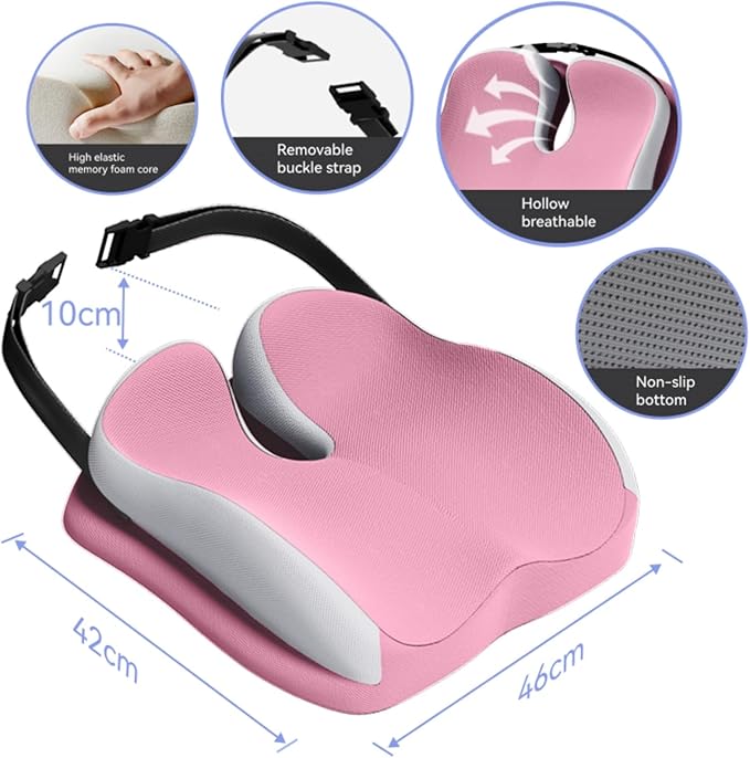 Seat Cushions for Office Chairs Wheelchair Cushion for Long Sitting Back Pain,Memory Foam Seat Car Computer Desk Chair Cushion,Coccyx Cushion for Tailbone Pain Relief Cushion Office Chair Butt Pillow