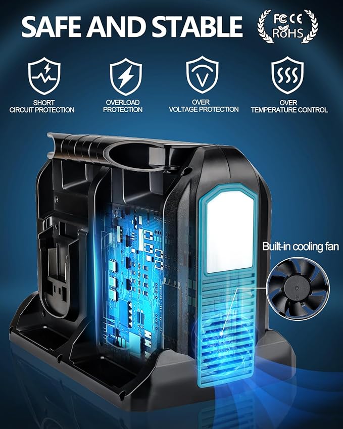 350W Power Inverter for Makita 18V Battery, 4-Ports DC 18V to AC 110-120V Pure Sine Wave Battery Inverter with 3 USB-A Port, 1 USB-C Port,300lm LED Light for Camping Travel Emergency(Tool Only)