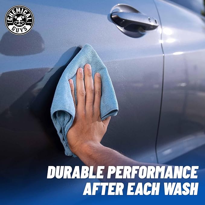Chemical Guys MICBLUE03 Workhorse Professional Microfiber Towel, Blue (Safe for Car Wash, Home Cleaning & Pet Drying Cloths) 16" x 16", Pack of 3