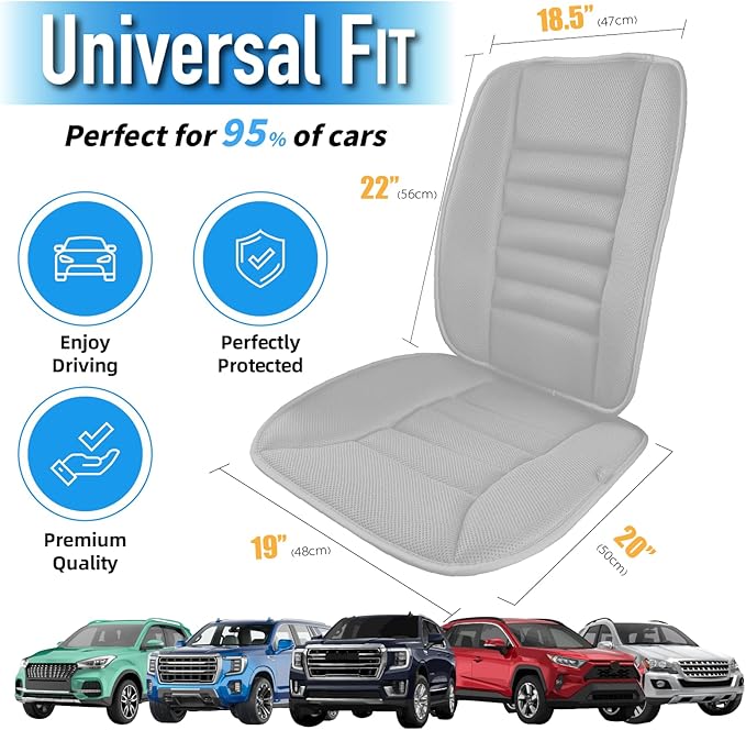 Car Seat Cushion with Back Support Pillow, Comfy Lumbar Support & Seat Cushion, Memory Foam Driving Pillow for Back-Sciatica Pain Relief, Auto Pad Suitable for Car, Truck, SUV - 4D Mesh Grey
