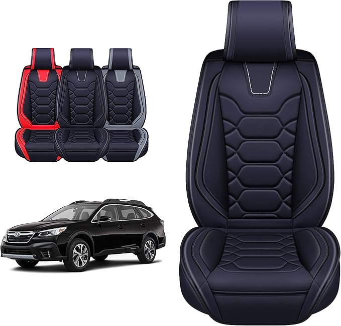 OASIS AUTO Custom Fit Seat Covers for Forester/Outback/Legacy/Impreza/Crosstrek 2010-2025, Waterproof Durable Faux Leather Seat Protector Cushion (Full Set, Black)