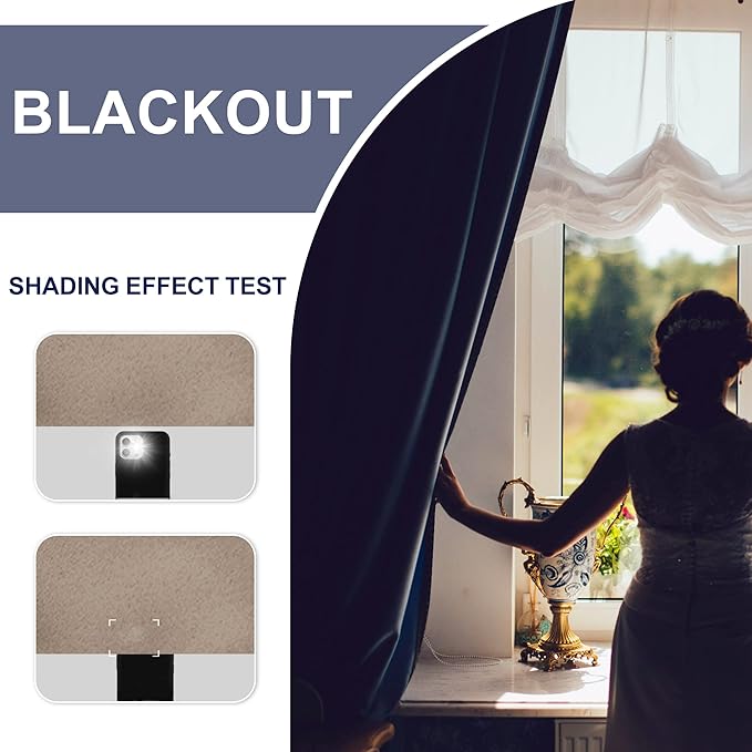 JIUZHEN Blackout Curtains for Bedroom - Thermal Insulated Room Darkening Noise Reducing, 52 x 54 Inch Length Curtains for Living Room, Set of 2 Panels with Tiebacks, Camel