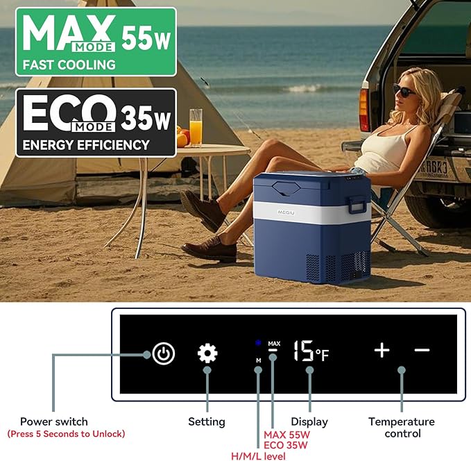 Car Fridge Portable 12V Refrigerator 40 Quart 12 Volt Freezer Compressor Cooler 12V/24V DC 110~240 V AC for Truck Van RV Camper SUV and Home Use (HC-38P5s)