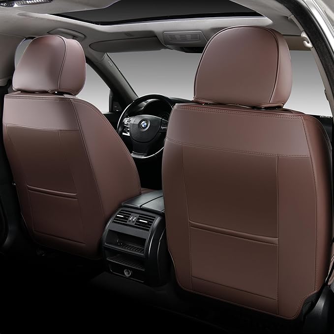 FLORICH Car Seat Covers, Leather Seat Covers Full Set, 5 Seats Universal Seat Covers for Cars, Waterproof Automotive Seat Protectors, Coffee Car Seat Cushions Car Accessories for Most Cars Trucks SUV