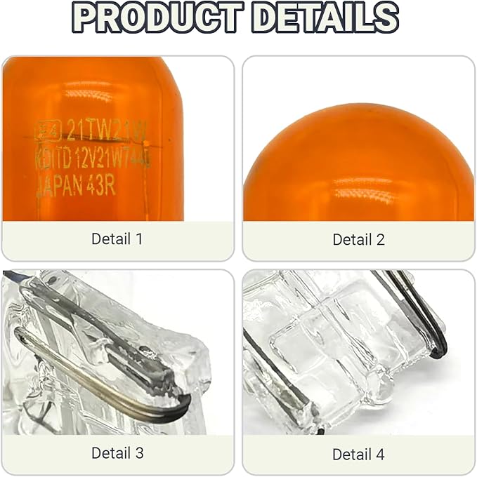 10 PCS Car T20 1881/7440 Turn Signal Bulb, Waterproof Lamp Housing Single Filament Bulb, Miniature Light Reverse, Parking, Tail Light, Plug and Play, Replacement for Cars, Trucks, SUVs (Amber)
