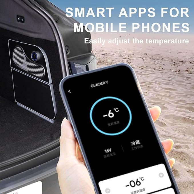 Car Refrigerator for Tesla Model Y 21-24, Model Y Junpier 2025+ 16L Capacity Trunk Car Fridge, -6°C Cooling, Portable Freezer Cooler for Camping, Outdoor Driving