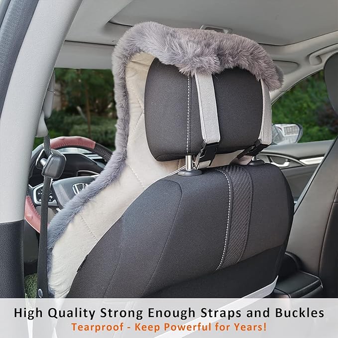 Champlus Silky Fur Car Seat Cover, Universal Fit Faux Sheepskin Automotive Cushion, 1pc, Gray