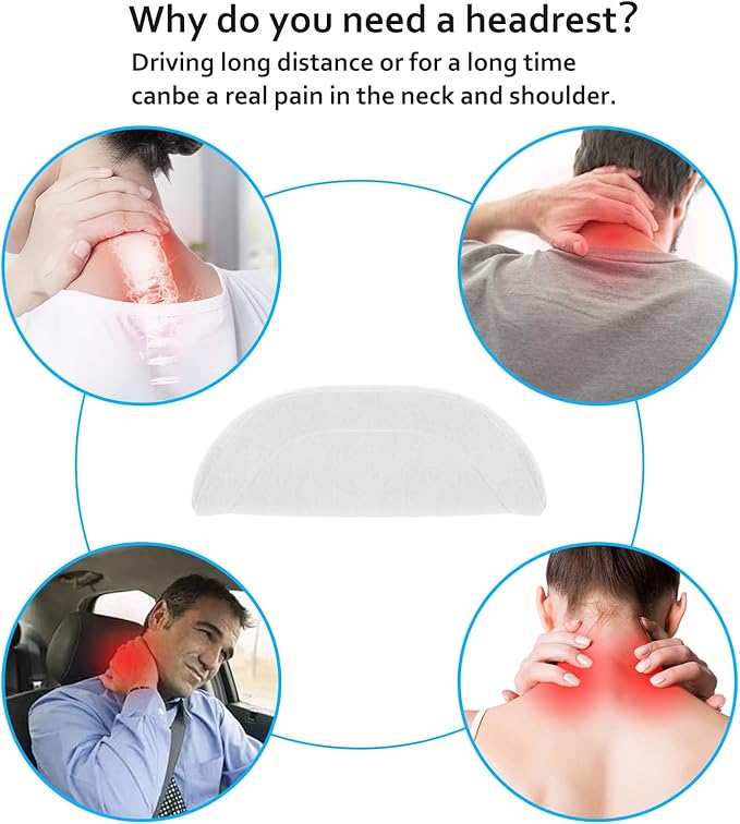 Car Headrest Pillow for Driving, Softness Ergonomic Design Universal Travel Neck Pillow for Most Cars, Office Chairs, Gaming Chairs with Extra Filler Cotton Bag (White, 1PC)