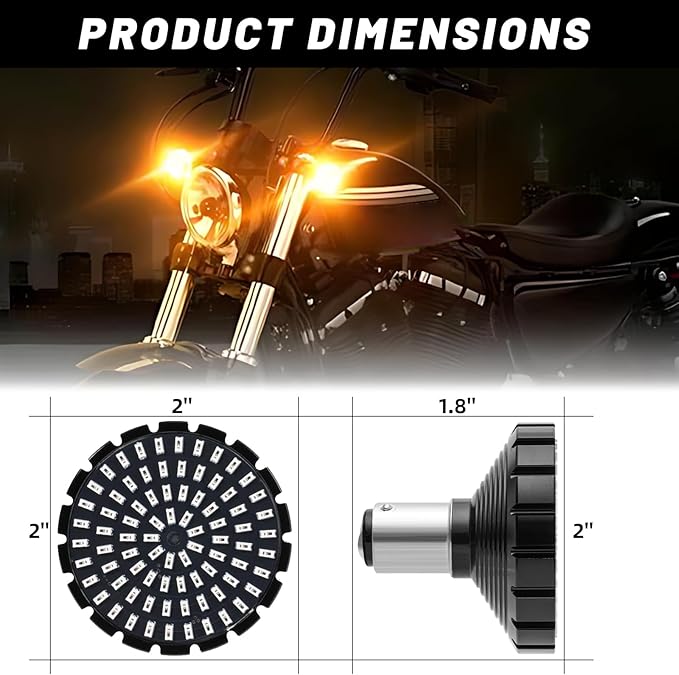 1157 LED Turn Signals, 81 LED Front Rear Blinkers Combo Bulbs 2" Bullet Housing w/4 Smoked Lenses Compatible with Harley Davidson Sportster Street Glide Road Glide Electra Glide Dyna